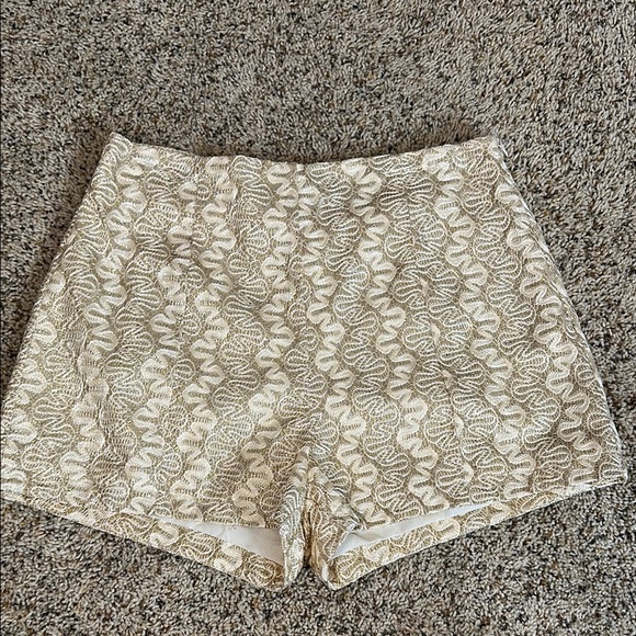 Love Culture Metallic Gold Textured High Waisted Shorts - Picture 1 of 3